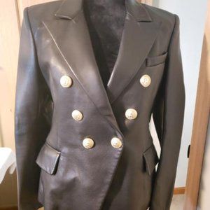 NWT BALMAIN LEATHER BLAZER SIZE:40